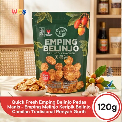 Quick Fresh Emping Belinjo Pedas Manis 120g - Emping Melinjo Keripik Belinjo Camilan Tradisional Renyah Gurih