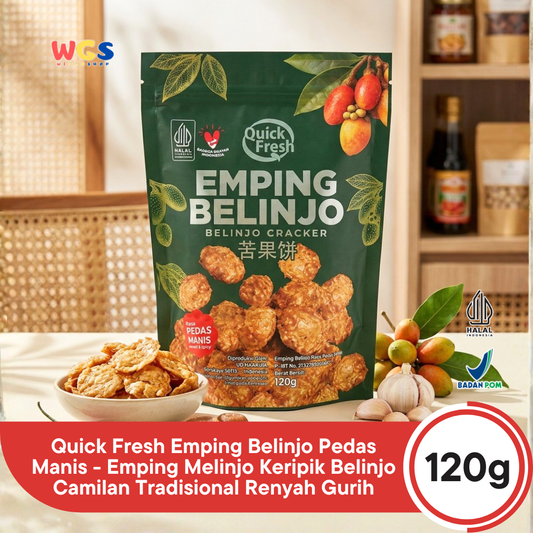Quick Fresh Emping Belinjo Pedas Manis 120g - Emping Melinjo Keripik Belinjo Camilan Tradisional Renyah Gurih