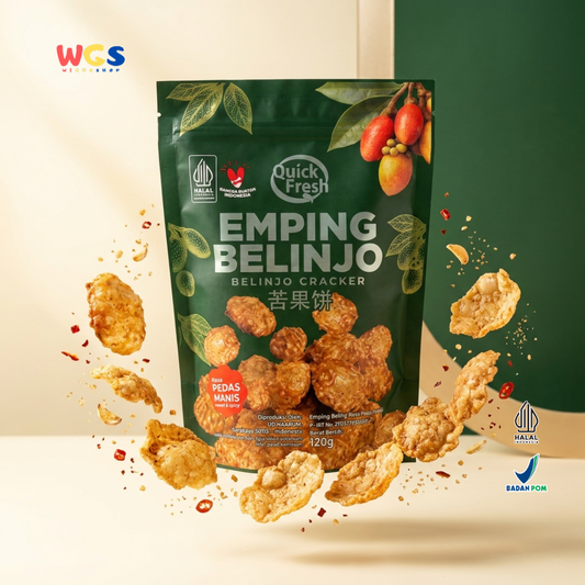 Quick Fresh Emping Belinjo Pedas Manis 120g - Emping Melinjo Keripik Belinjo Camilan Tradisional Renyah Gurih