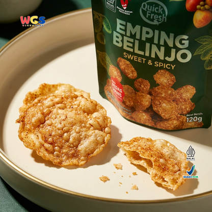 Quick Fresh Emping Belinjo Pedas Manis 120g - Emping Melinjo Keripik Belinjo Camilan Tradisional Renyah Gurih