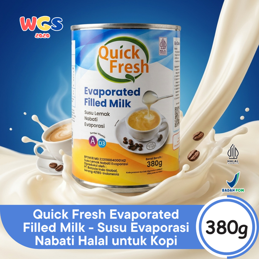 Quick Fresh Evaporated Filled Milk 380g - Susu Evaporasi Nabati Halal untuk Kopi