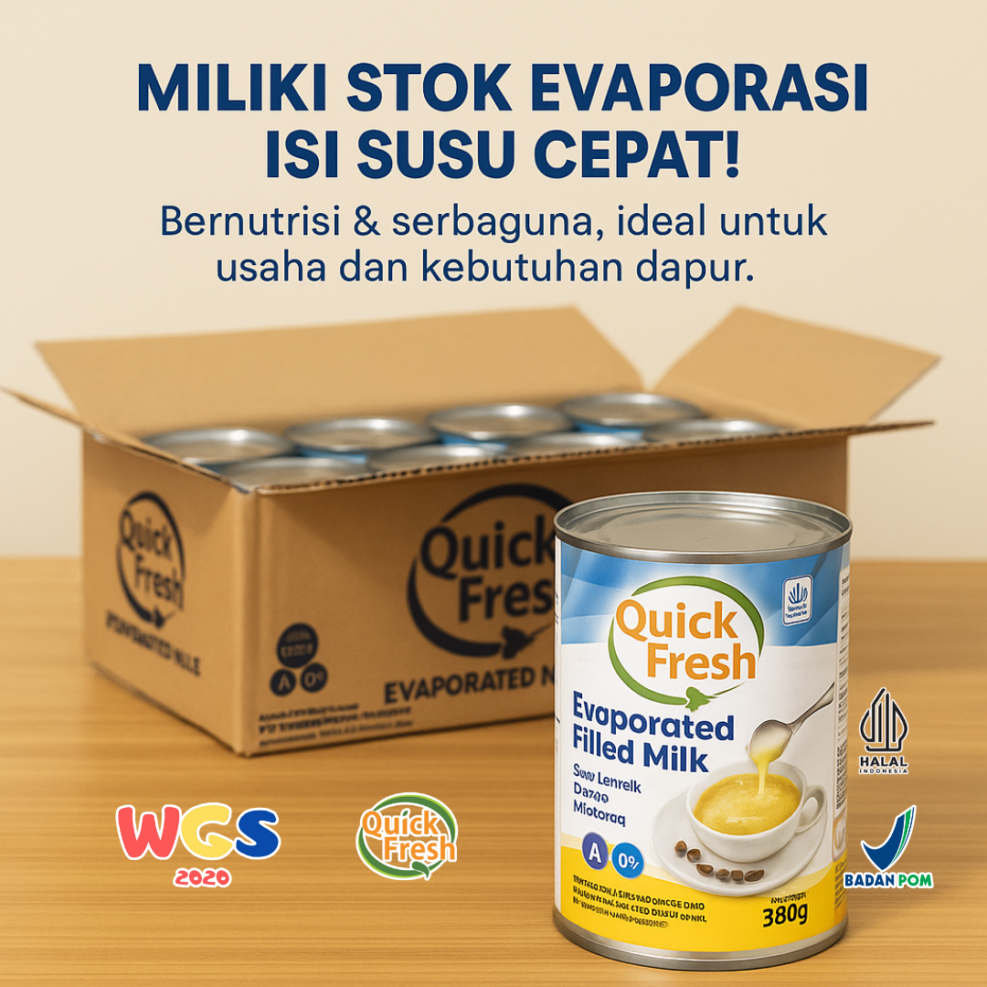 Quick Fresh Evaporated Milk Vegetable Evaporated Milk 48 Cans x 380g