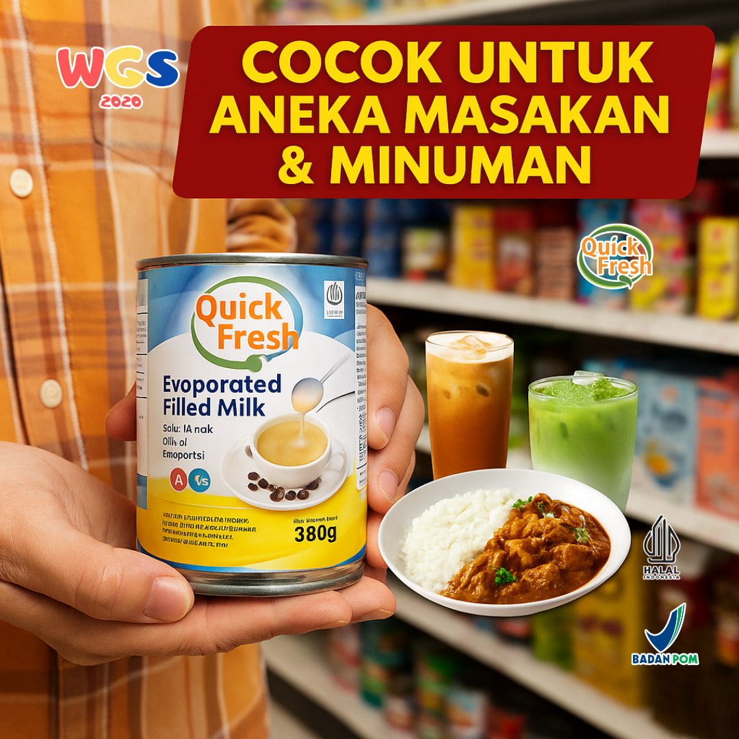 Quick Fresh Evaporated Milk Vegetable Evaporated Milk 48 Cans x 380g