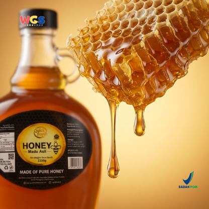 Quick Fresh Honey Madu Asli 2250g - Madu Murni Serbaguna untuk Minuman, Roti & Masakan