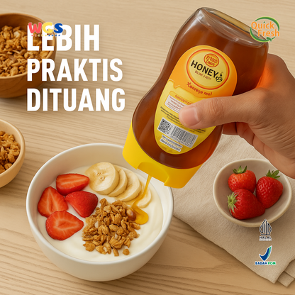 Quick Fresh Honey Madu Asli Winnie the Pooh 425g – Madu Murni Squeeze Bottle