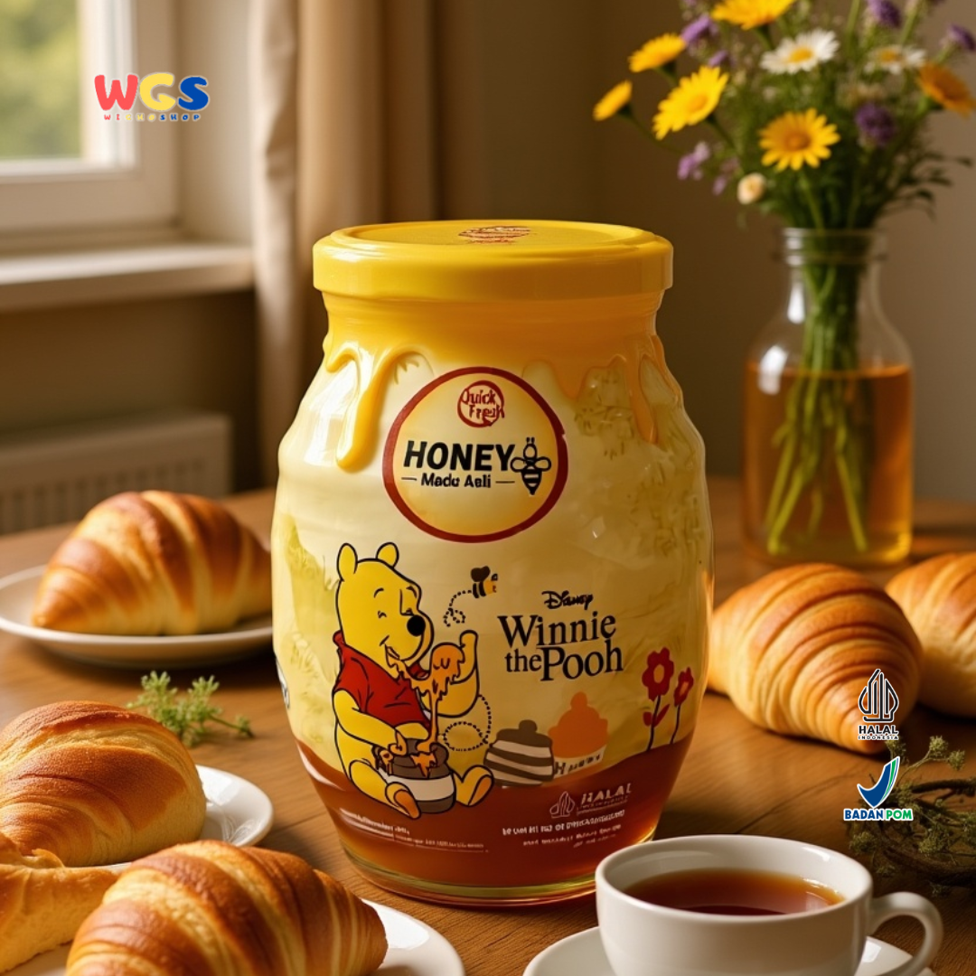 Quick Fresh Honey Winnie The Pooh 500g | Madu Asli Murni Premium Botol Karakter Disney
