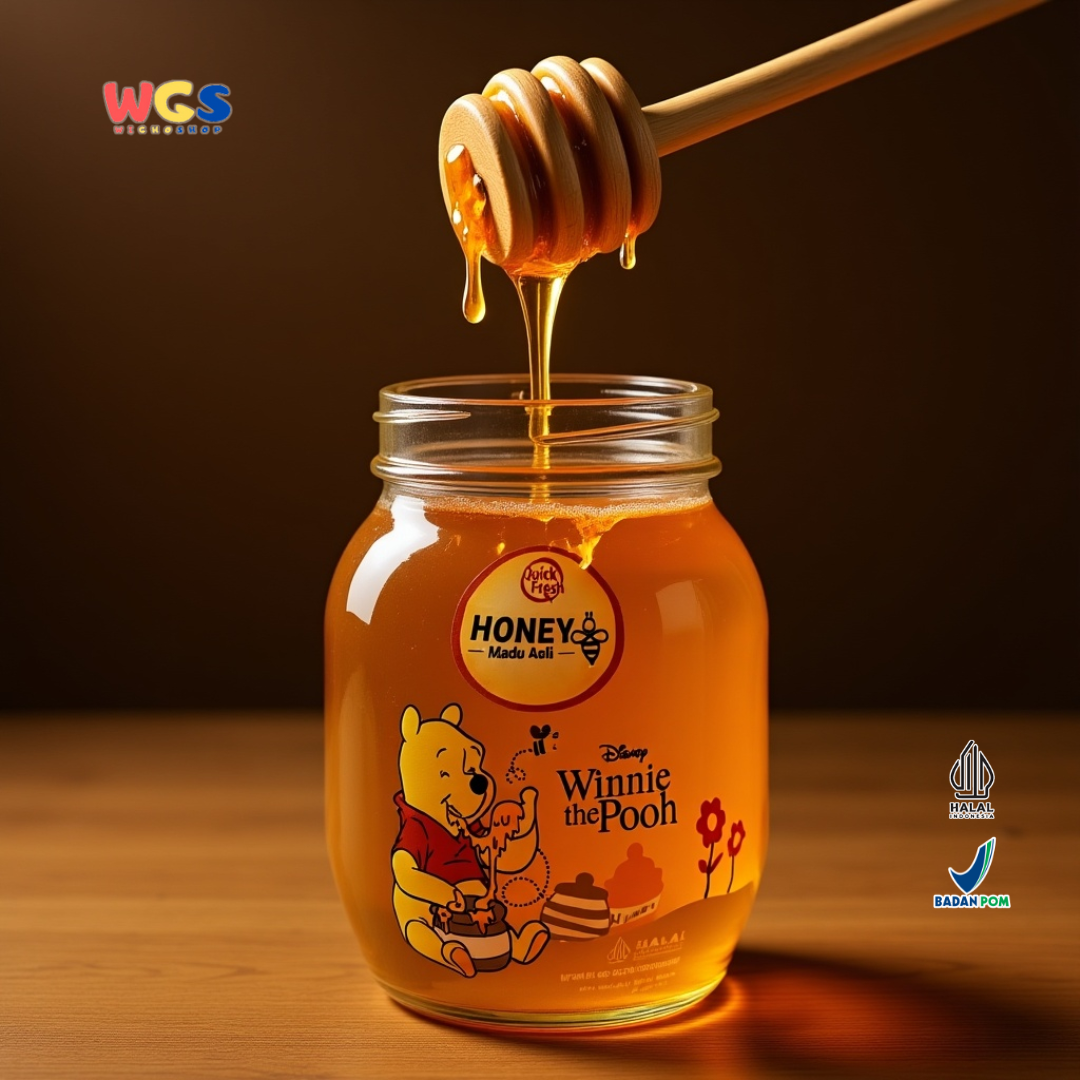 Quick Fresh Honey Winnie The Pooh 500g | Madu Asli Murni Premium Botol Karakter Disney