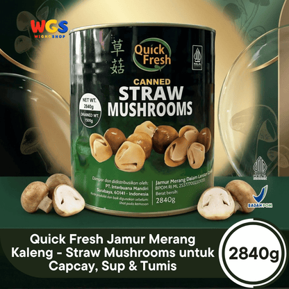 Quick Fresh Jamur Merang Kaleng 2840g - Straw Mushrooms untuk Capcay, Sup & Tumis