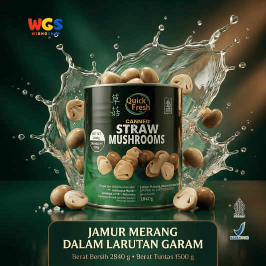 Quick Fresh Jamur Merang Kaleng 2840g - Straw Mushrooms untuk Capcay, Sup & Tumis