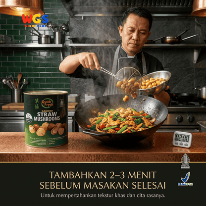Quick Fresh Jamur Merang Kaleng 2840g - Straw Mushrooms untuk Capcay, Sup & Tumis