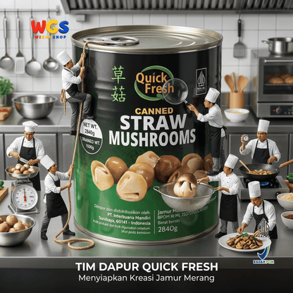 Quick Fresh Jamur Merang Kaleng 2840g - Straw Mushrooms untuk Capcay, Sup & Tumis