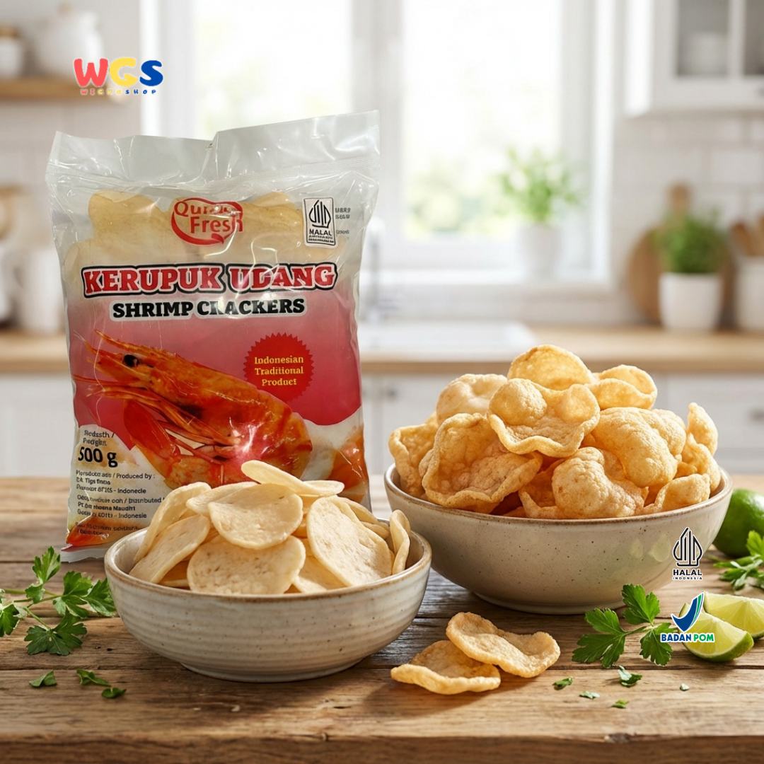 Quick Fresh Kerupuk Udang 500g - Kerupuk Udang Mentah Sidoarjo Halal BPOM Snack Renyah