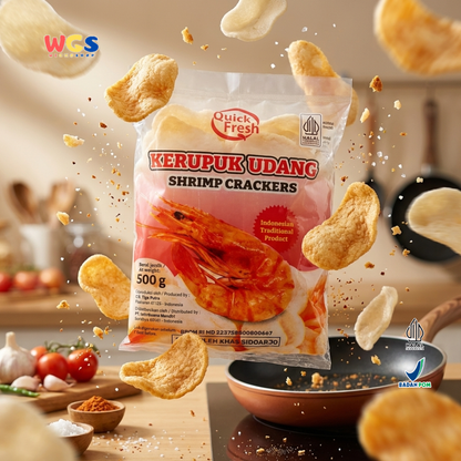 Quick Fresh Kerupuk Udang 500g - Kerupuk Udang Mentah Sidoarjo Halal BPOM Snack Renyah