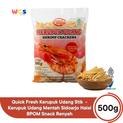 Quick Fresh Kerupuk Udang Stik 500g - Kerupuk Udang Mentah Sidoarjo Halal BPOM Snack Renyah