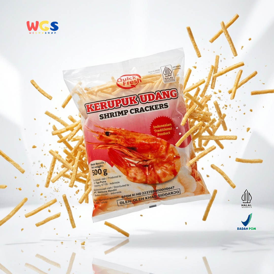 Quick Fresh Kerupuk Udang Stik 500g - Kerupuk Udang Mentah Sidoarjo Halal BPOM Snack Renyah