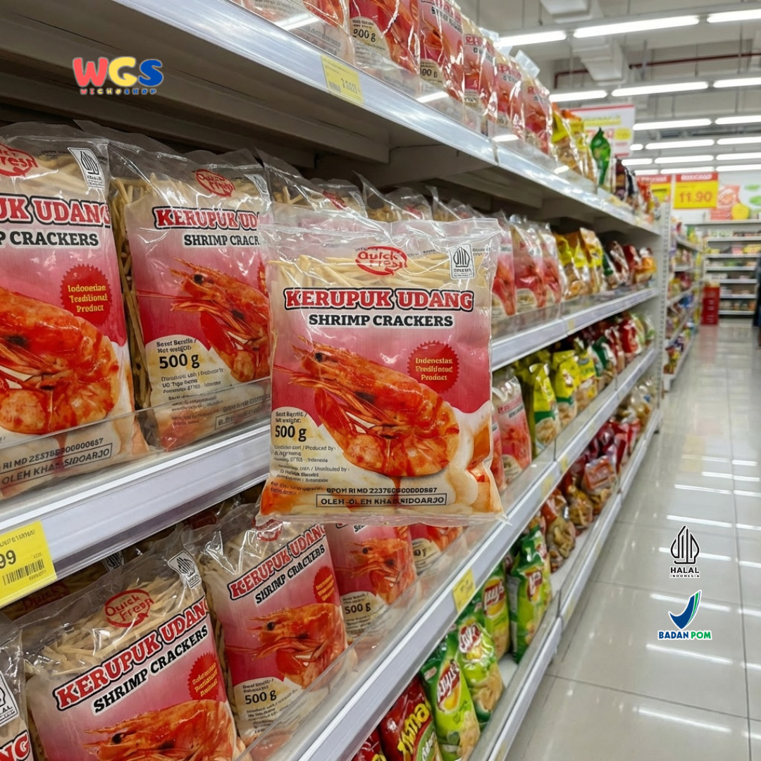 Quick Fresh Kerupuk Udang Stik 500g - Kerupuk Udang Mentah Sidoarjo Halal BPOM Snack Renyah