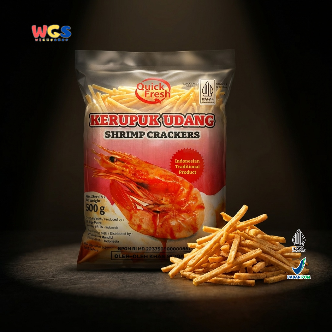 Quick Fresh Kerupuk Udang Stik 500g - Kerupuk Udang Mentah Sidoarjo Halal BPOM Snack Renyah