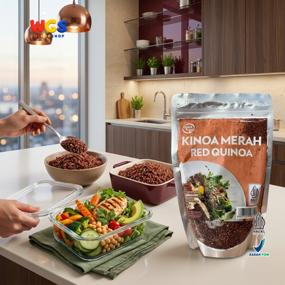 Quick Fresh Kinoa Merah Red Quinoa 250g - Biji Quinoa Peru untuk Salad Grain Bowl Campuran Nasi Meal Prep Halal
