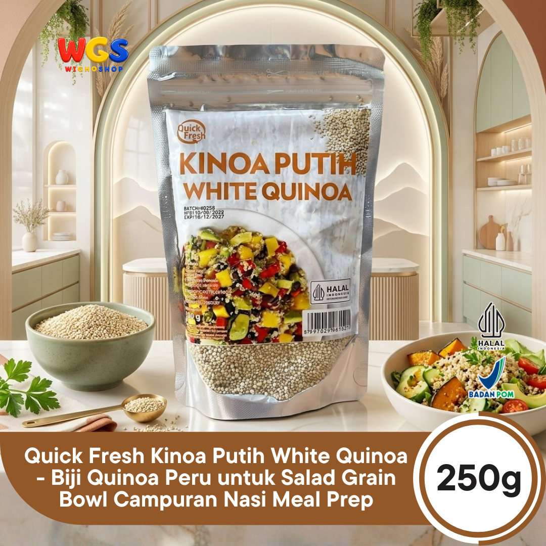 Quick Fresh Kinoa Putih White Quinoa 250g - Biji Quinoa Peru untuk Salad Grain Bowl Campuran Nasi Meal Prep Halal