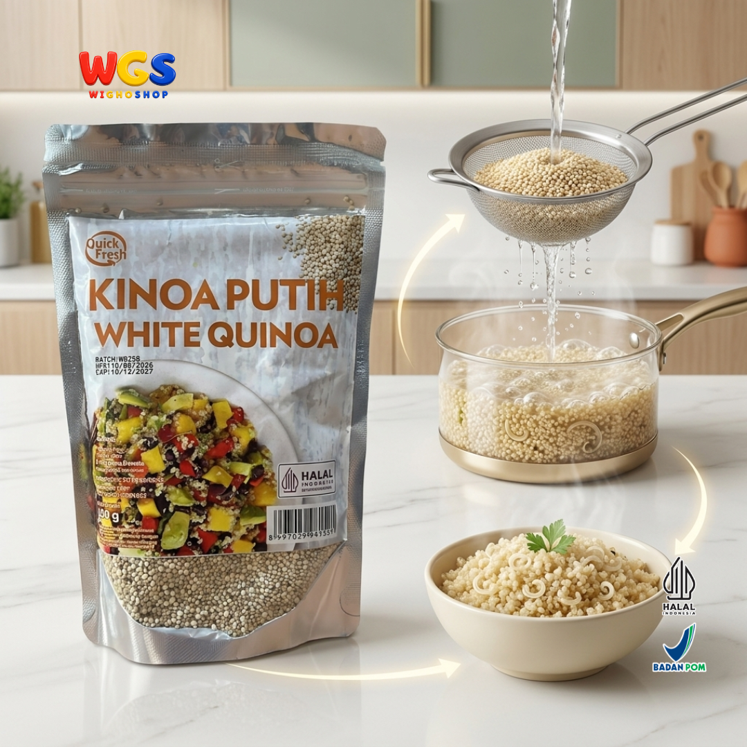 Quick Fresh Kinoa Putih White Quinoa 250g - Biji Quinoa Peru untuk Salad Grain Bowl Campuran Nasi Meal Prep Halal