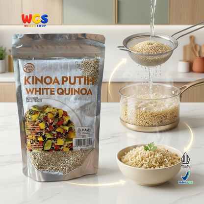 Quick Fresh Kinoa Putih White Quinoa 250g - Biji Quinoa Peru untuk Salad Grain Bowl Campuran Nasi Meal Prep Halal