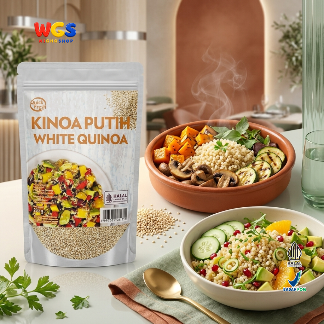 Quick Fresh Kinoa Putih White Quinoa 250g - Biji Quinoa Peru untuk Salad Grain Bowl Campuran Nasi Meal Prep Halal