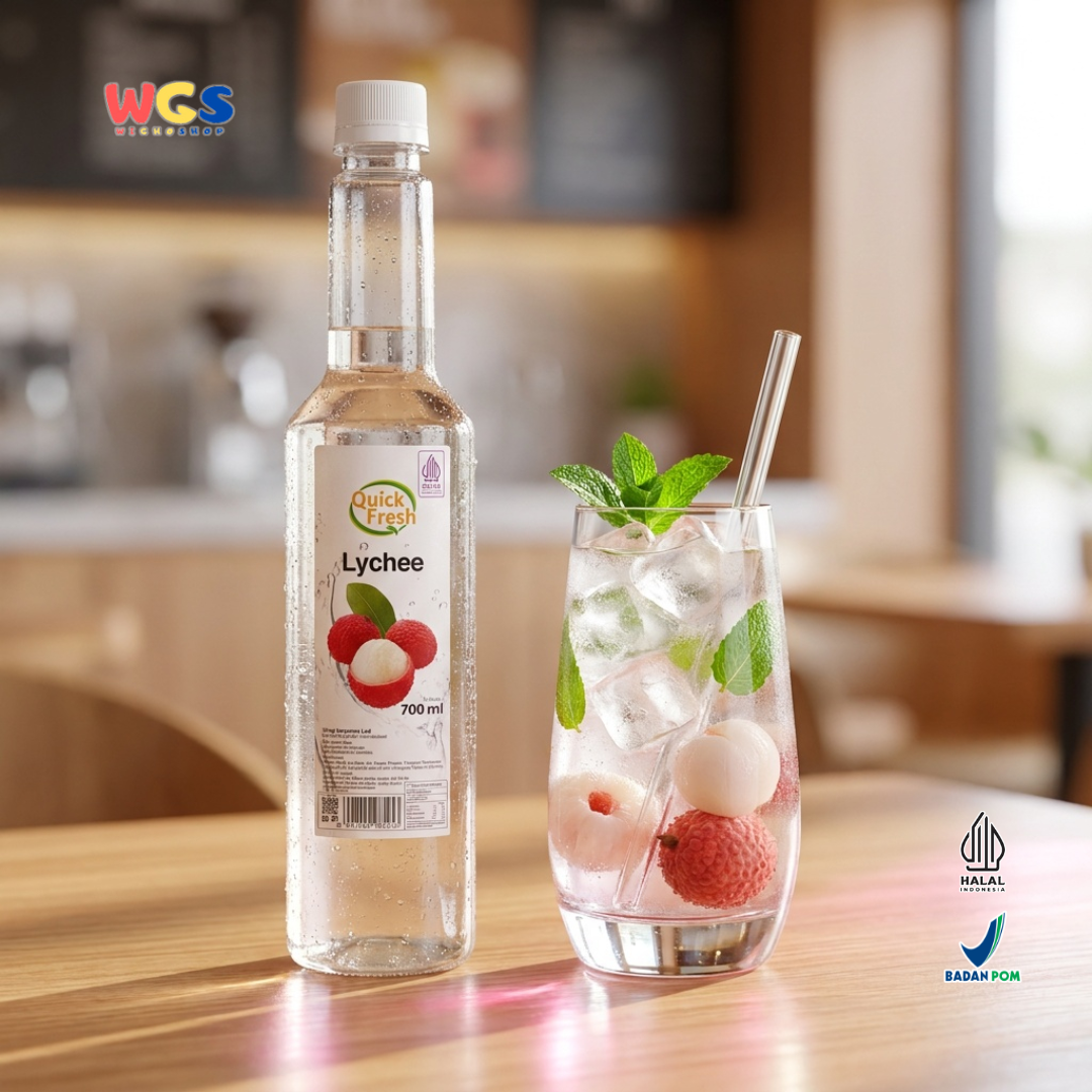 Quick Fresh Lychee Syrup 700ml - Sirup Leci Manis Segar untuk Minuman