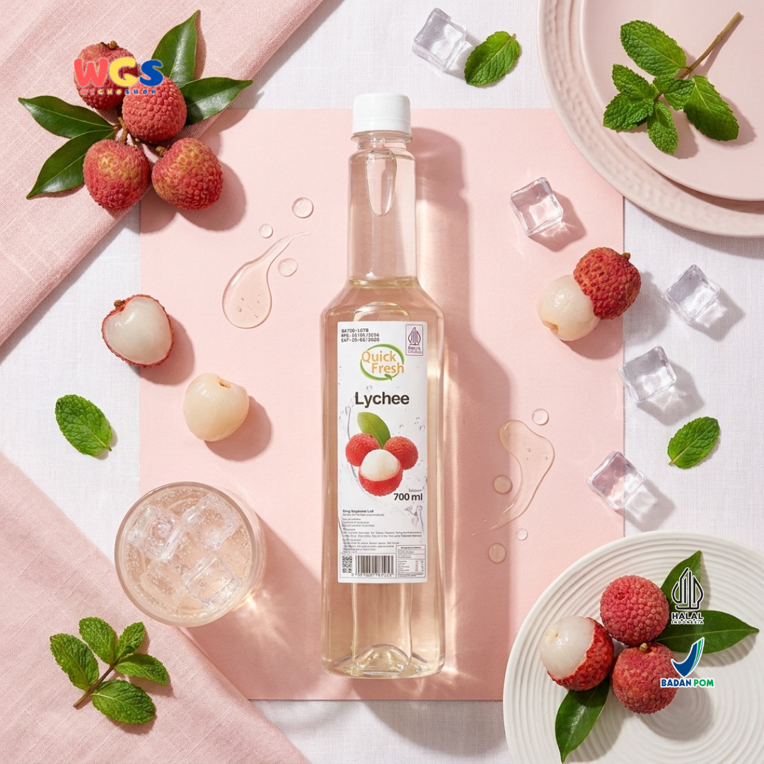 Quick Fresh Lychee Syrup 700ml - Sirup Leci Manis Segar untuk Minuman