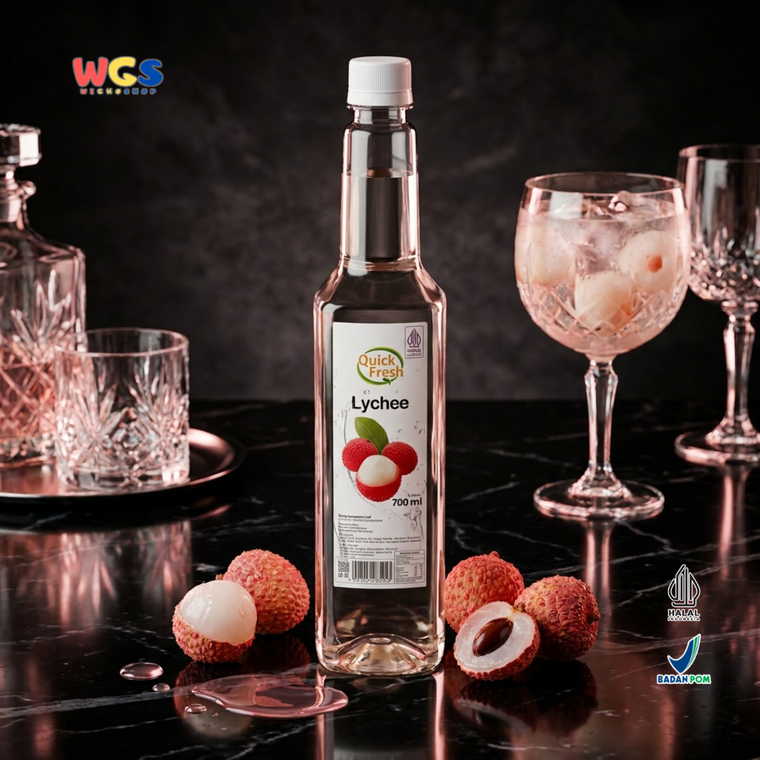 Quick Fresh Lychee Syrup 700ml - Sirup Leci Manis Segar untuk Minuman