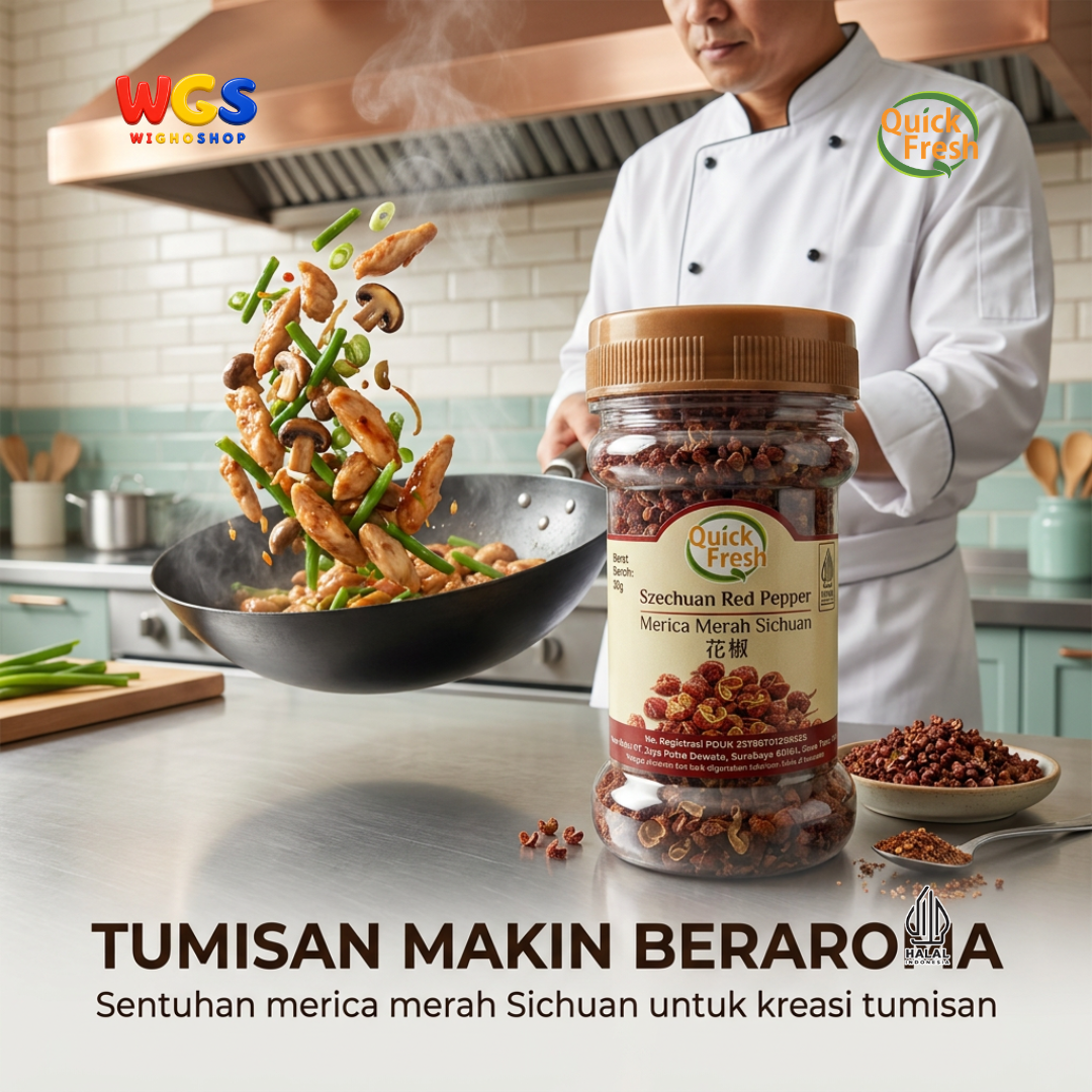 Quick Fresh Merica Merah Sichuan 30g - Szechuan Pepper Hua Jiao Utuh untuk Bumbu Mala Hotpot