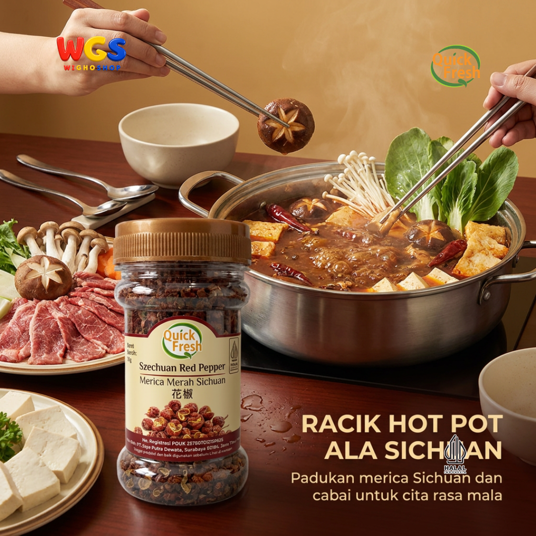 Quick Fresh Merica Merah Sichuan 30g - Szechuan Pepper Hua Jiao Utuh untuk Bumbu Mala Hotpot