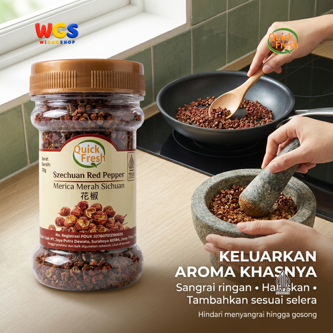 Quick Fresh Merica Merah Sichuan 30g - Szechuan Pepper Hua Jiao Utuh untuk Bumbu Mala Hotpot