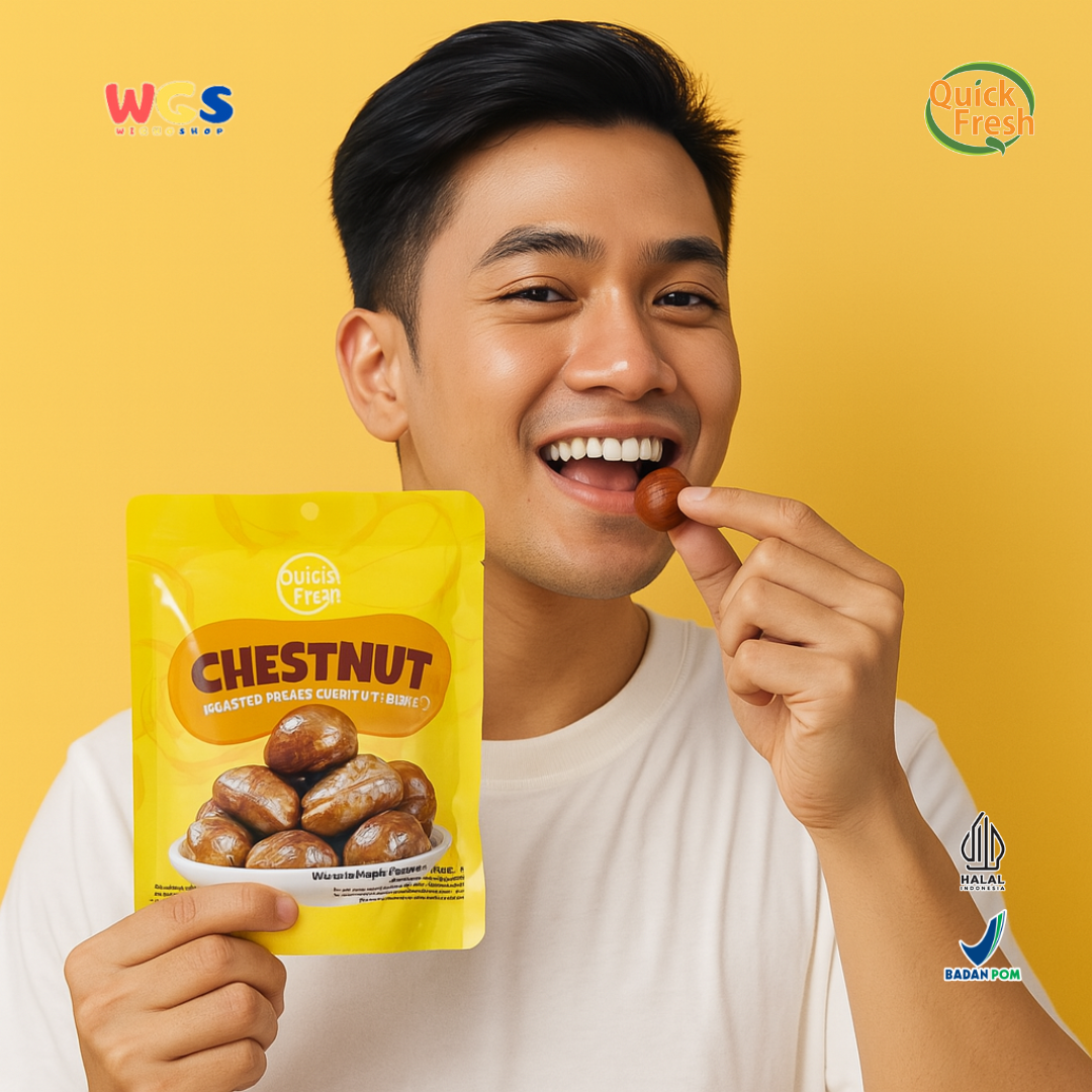 Quick Fresh Roasted Chestnut 100g (2 Sachet @50g) – Kastanye Panggang Kupas Siap Makan & Sehat