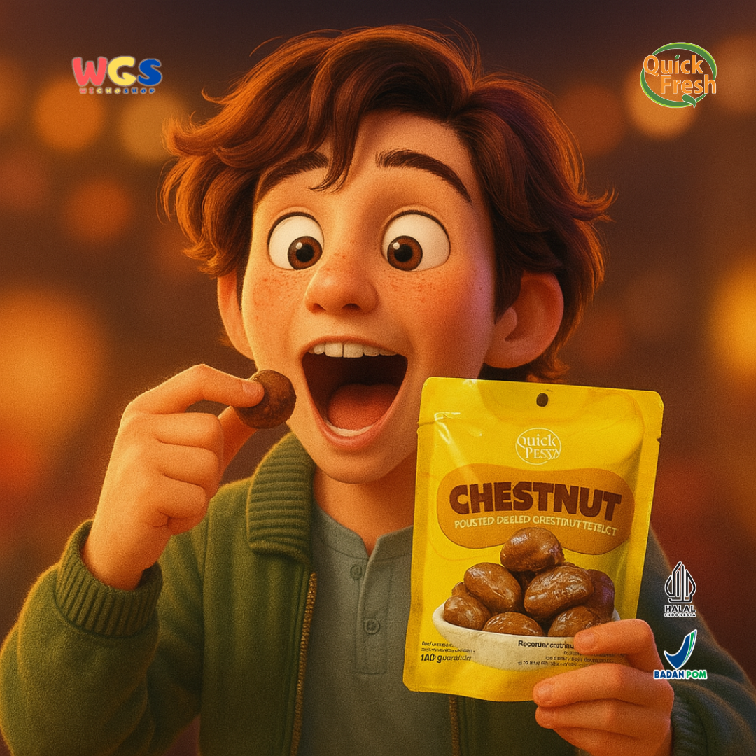 Quick Fresh Roasted Chestnut 100g (2 Sachet @50g) – Kastanye Panggang Kupas Siap Makan & Sehat