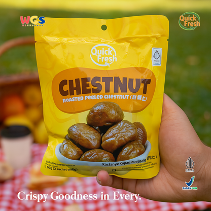 Quick Fresh Roasted Chestnut 100g (2 Sachet @50g) – Kastanye Panggang Kupas Siap Makan & Sehat