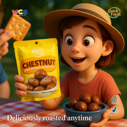 Quick Fresh Roasted Chestnut 100g (2 Sachet @50g) – Kastanye Panggang Kupas Siap Makan & Sehat