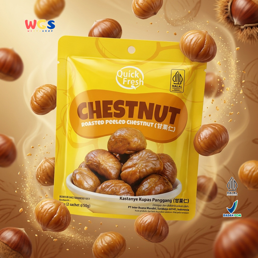 Quick Fresh Chestnut 100g (2 Sachet x 50g) - Kastanye Panggang Halal Camilan Topping Dessert Oatmeal