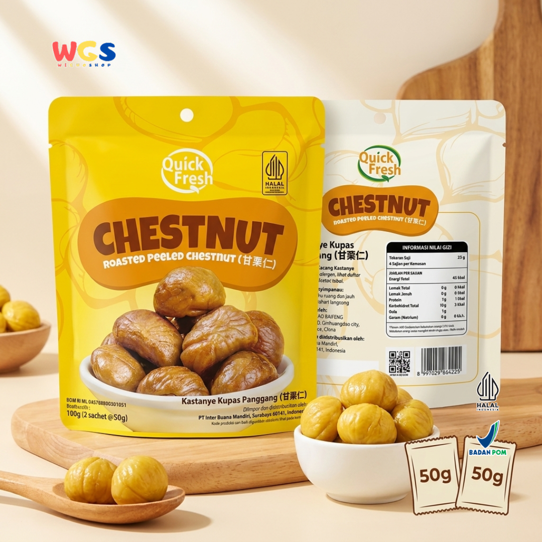 Quick Fresh Roasted Chestnut 100g (2 Sachets @50g) – Ready-to-Eat &amp; Healthy Peeled Roasted Chestnuts
