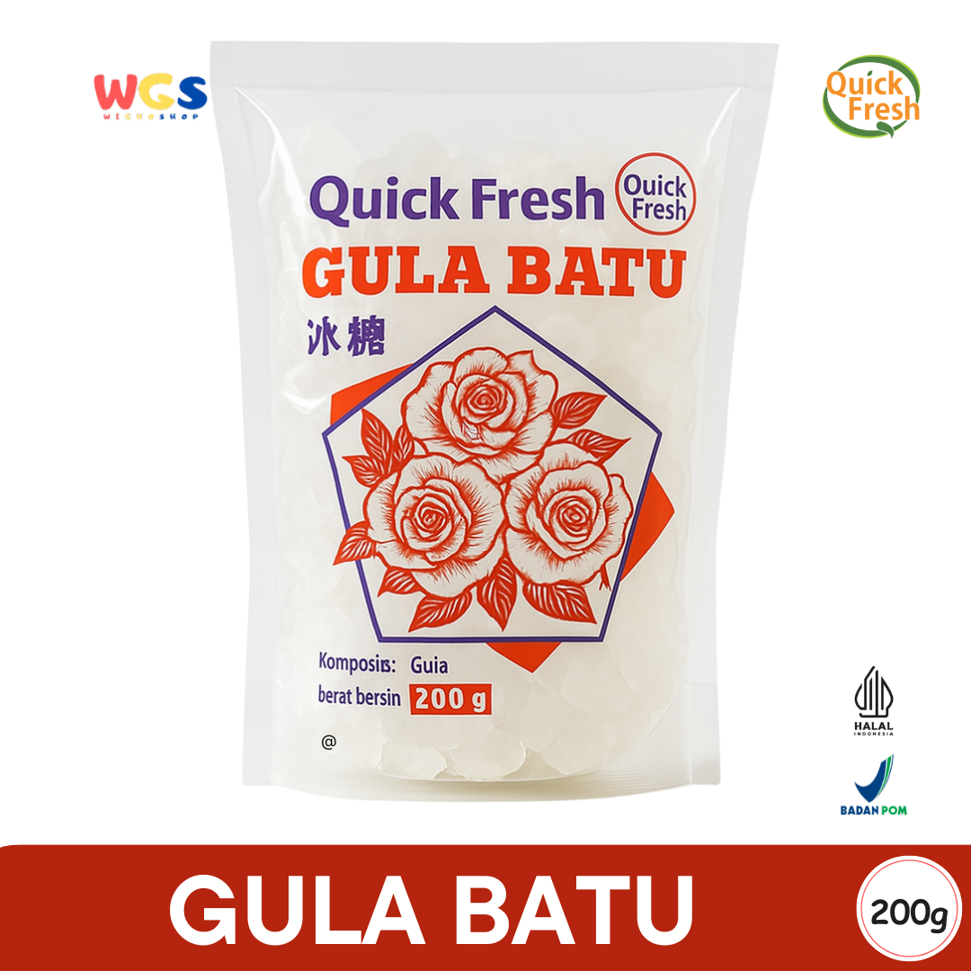 Quick Fresh Rock Sugar Gula Batu 200g - Kristal Gula Murni untuk Minuman & Makanan Sehat