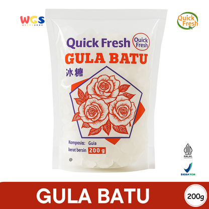 Quick Fresh Rock Sugar Gula Batu 200g - Kristal Gula Murni untuk Minuman & Makanan Sehat