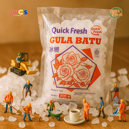 Quick Fresh Rock Sugar Gula Batu 200g - Kristal Gula Murni untuk Minuman & Makanan Sehat
