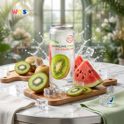 Quick Fresh Sparkling Kiwi Watermelon 350ml Refreshing, Low-Calorie Fruit Flavored Soda Drink