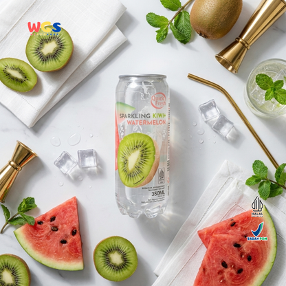 Quick Fresh Sparkling Kiwi Watermelon 350ml Refreshing, Low-Calorie Fruit Flavored Soda Drink