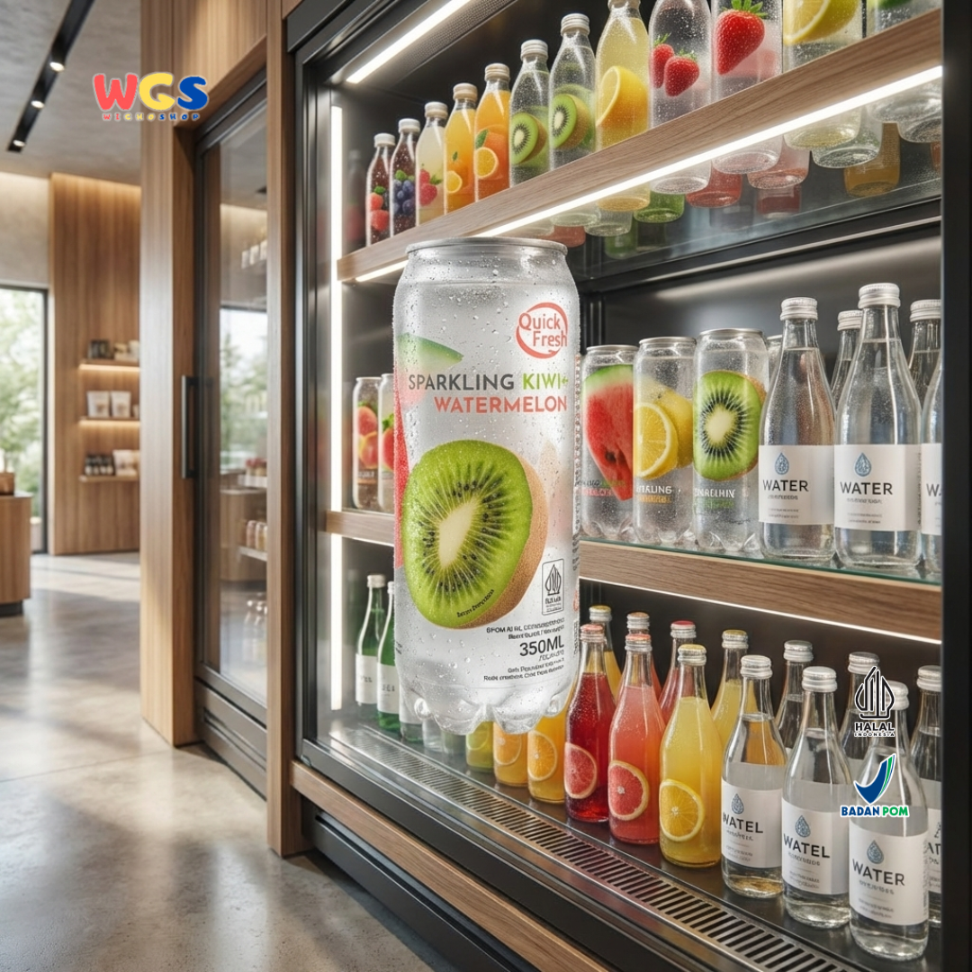 Quick Fresh Sparkling Kiwi Watermelon 350ml Refreshing, Low-Calorie Fruit Flavored Soda Drink