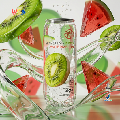 Quick Fresh Sparkling Kiwi Watermelon 350ml Refreshing, Low-Calorie Fruit Flavored Soda Drink