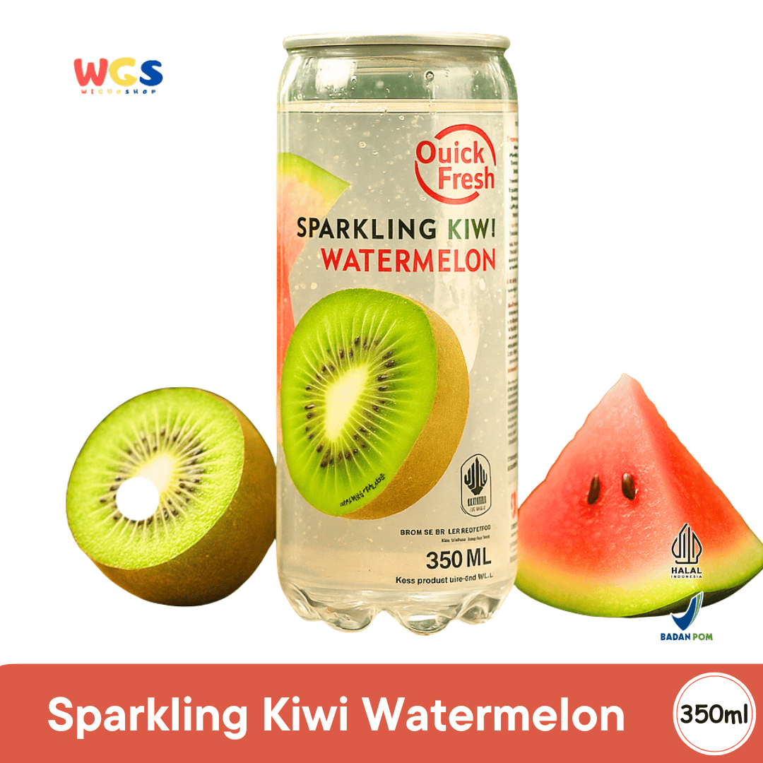 Quick Fresh Sparkling Kiwi Watermelon 350ml Minuman Soda Rasa Buah Menyegarkan Rendah Kalori
