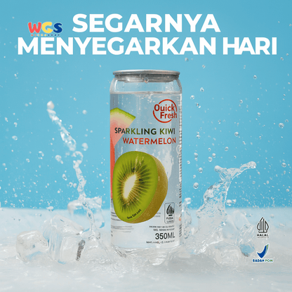 Quick Fresh Sparkling Kiwi Watermelon 350ml Minuman Soda Rasa Buah Menyegarkan Rendah Kalori