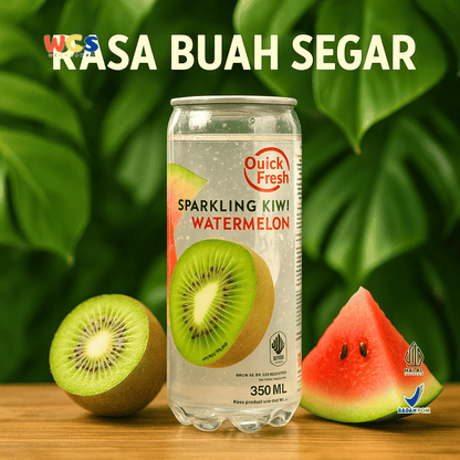 Quick Fresh Sparkling Kiwi Watermelon 350ml Minuman Soda Rasa Buah Menyegarkan Rendah Kalori
