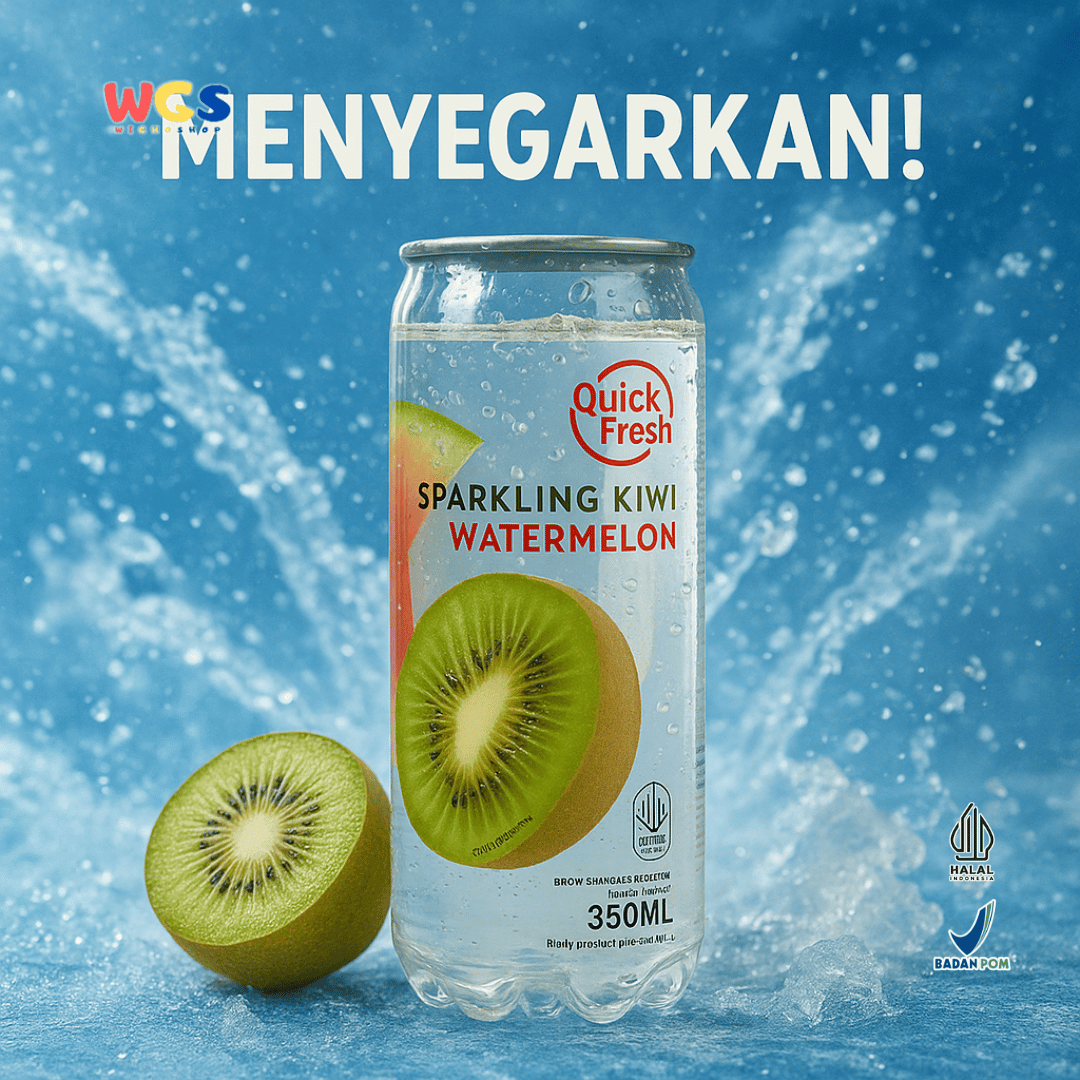 Quick Fresh Sparkling Kiwi Watermelon 350ml Minuman Soda Rasa Buah Menyegarkan Rendah Kalori