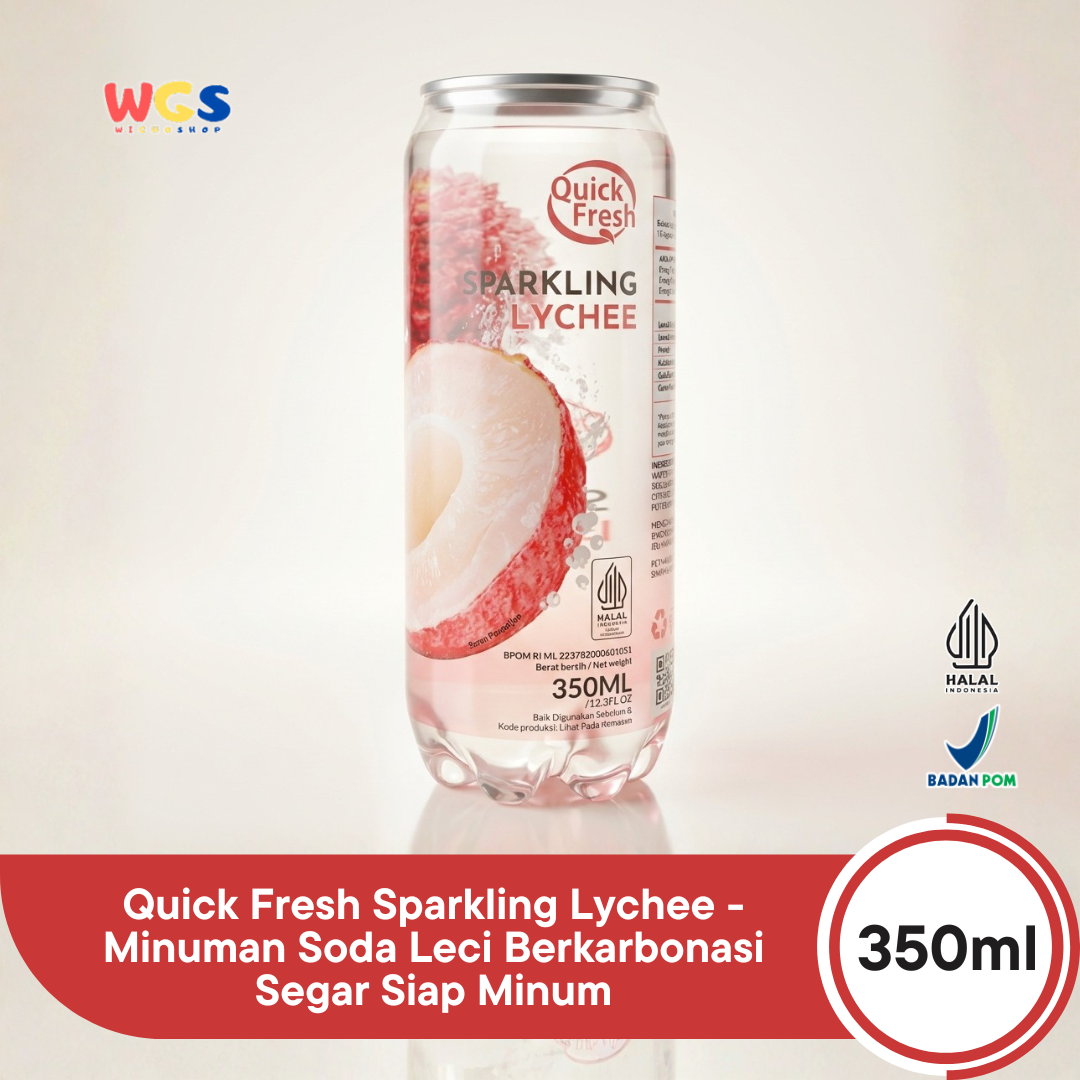 Quick Fresh Sparkling Lychee 350ml - Minuman Soda Leci Berkarbonasi Segar Siap Minum